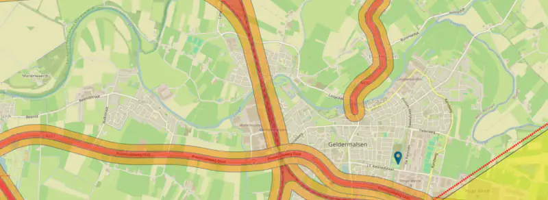 Kaart van het Aquaduct Veluwemeer met de N302 en het Veluwemeer